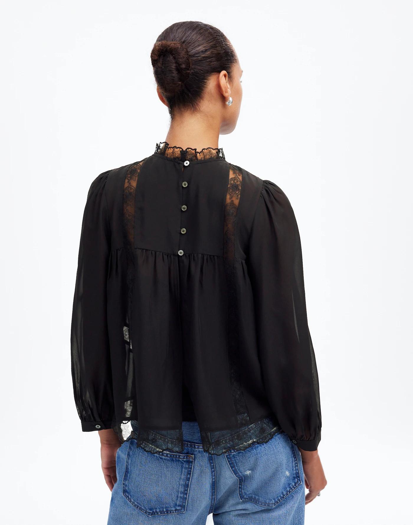 Lace-Inset Top in Silk Product Image