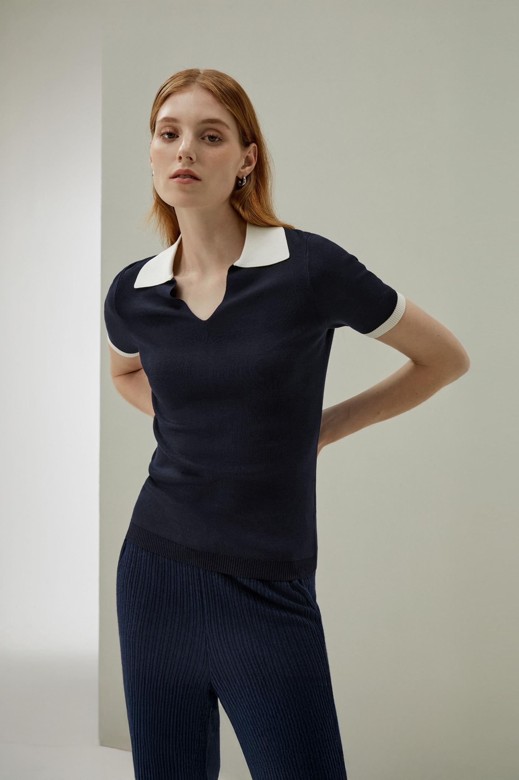 Timeless Mei Silk Knit Polo Product Image