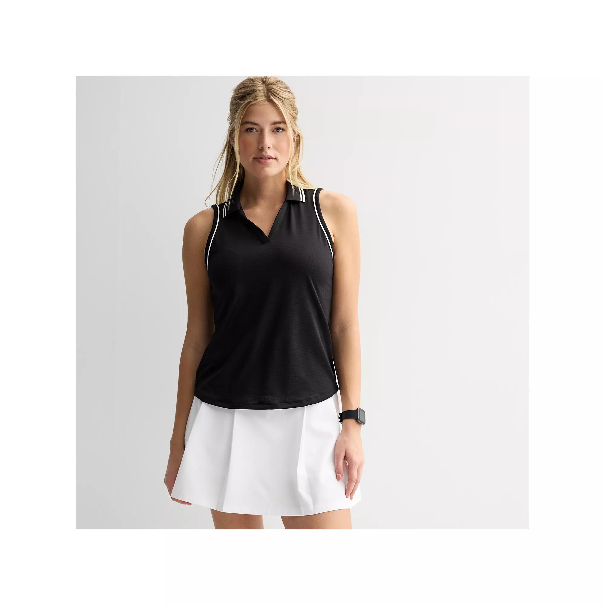 Women's Tek Gear® Polo Tank Top with Piping, Size: XL, Mineral Black Product Image