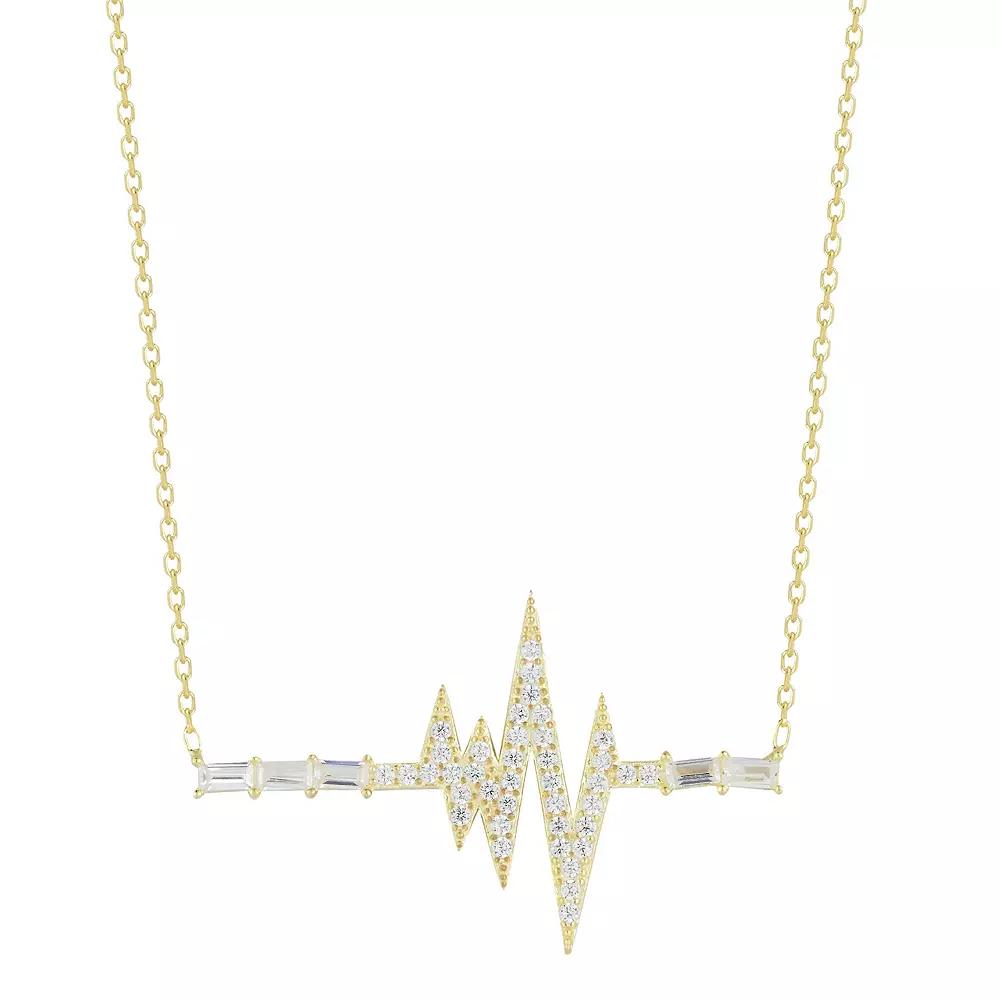 Sunkissed Sterling Sterling Silver Cubic Zirconia Heartbeat Necklace, Women's, Size: 18", Gold Tone Product Image