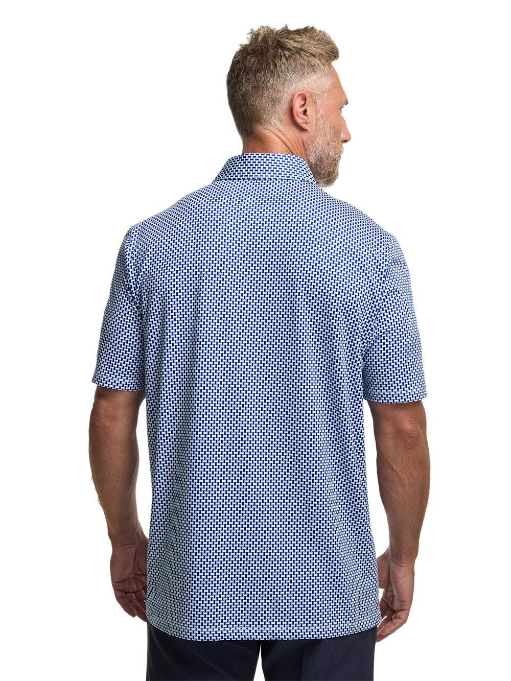 Performance Blend Three Button Patterned Performance Polo - Navy Product Image