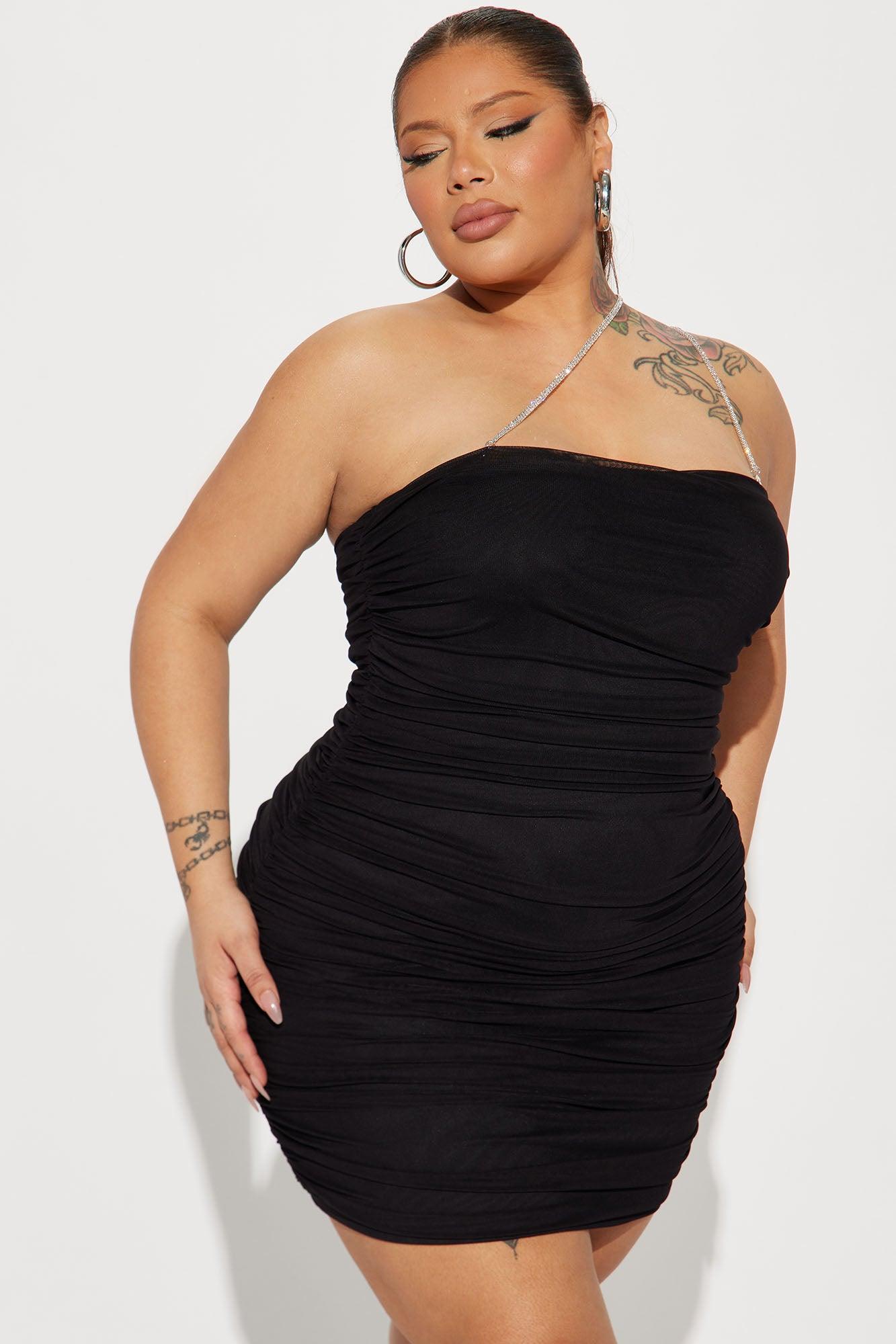 Center Of The Party Ruched Mini Dress - Black Product Image