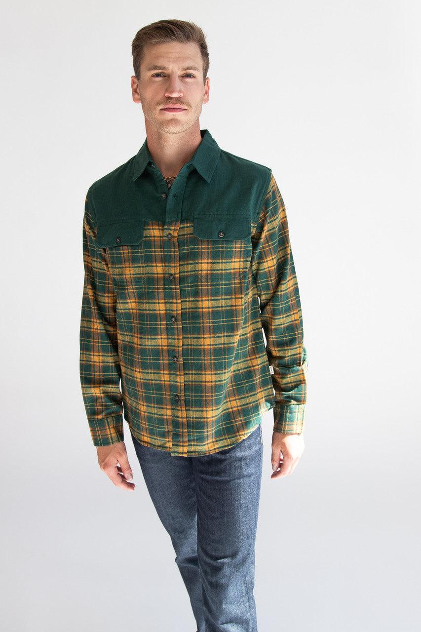 Forest Green Plaid Flannel Shirt Product Image