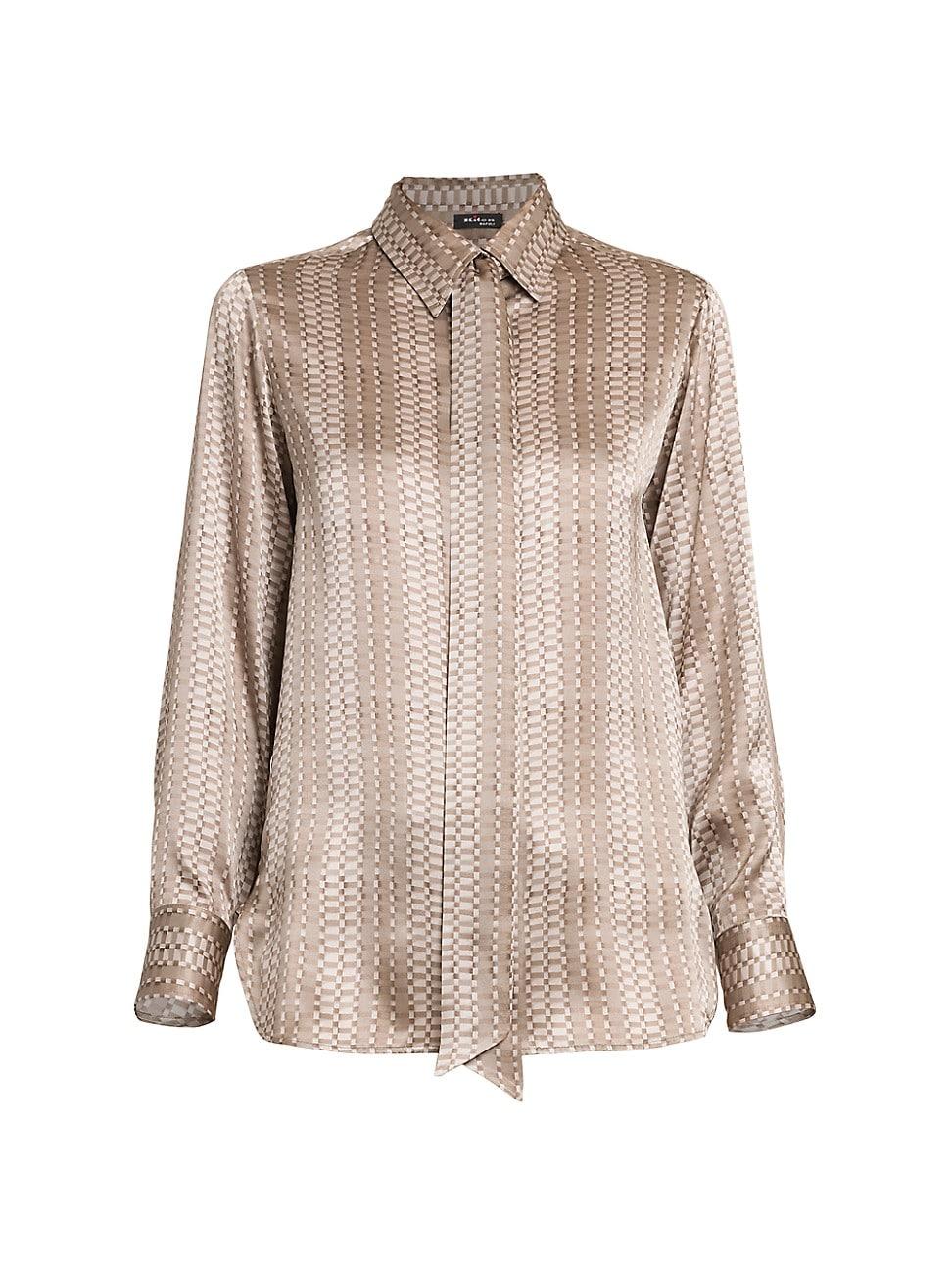 Womens Printed Silk Tie Shirt Product Image