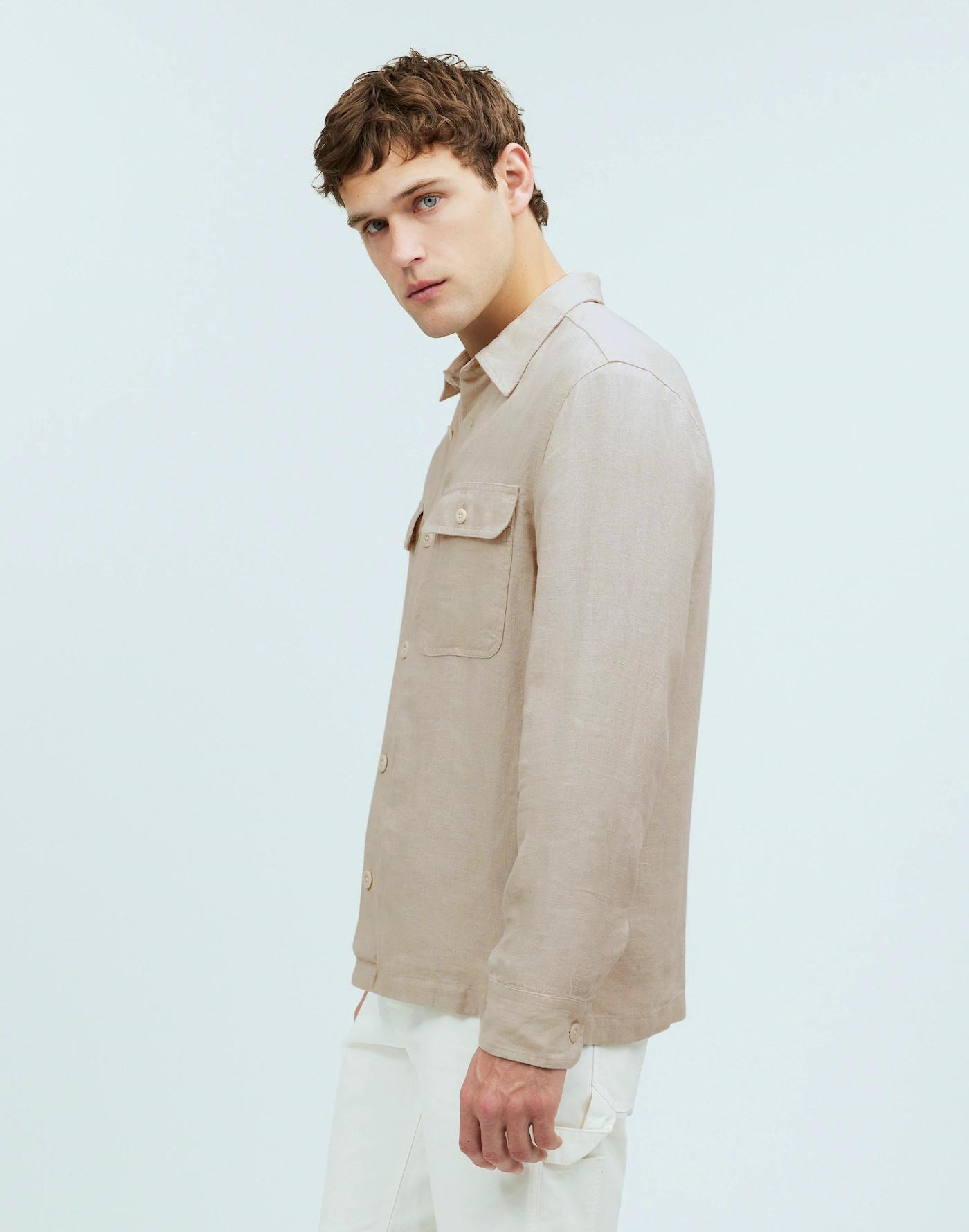 Straight Hem Work Shirt in Garment-Dyed Linen Product Image
