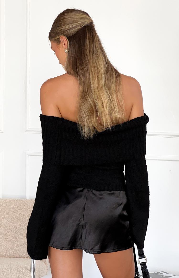 Joey Black Off Shoulder Sweater Product Image