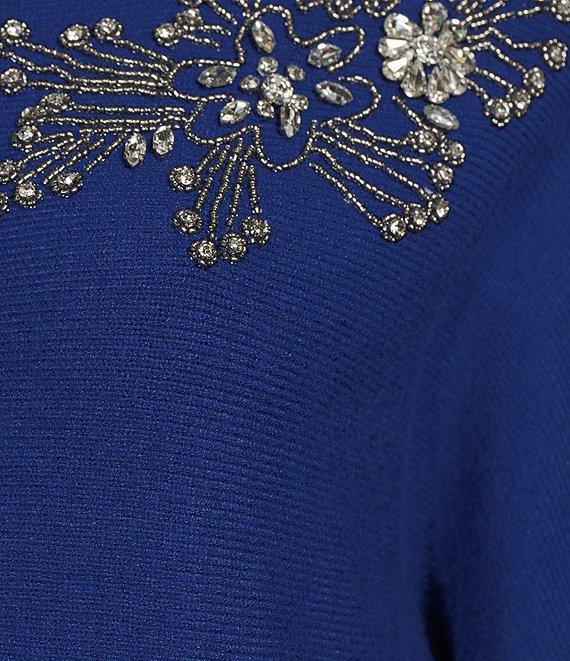 Investments Haute Embellished Long Sleeve Boat Neck Sweater Product Image