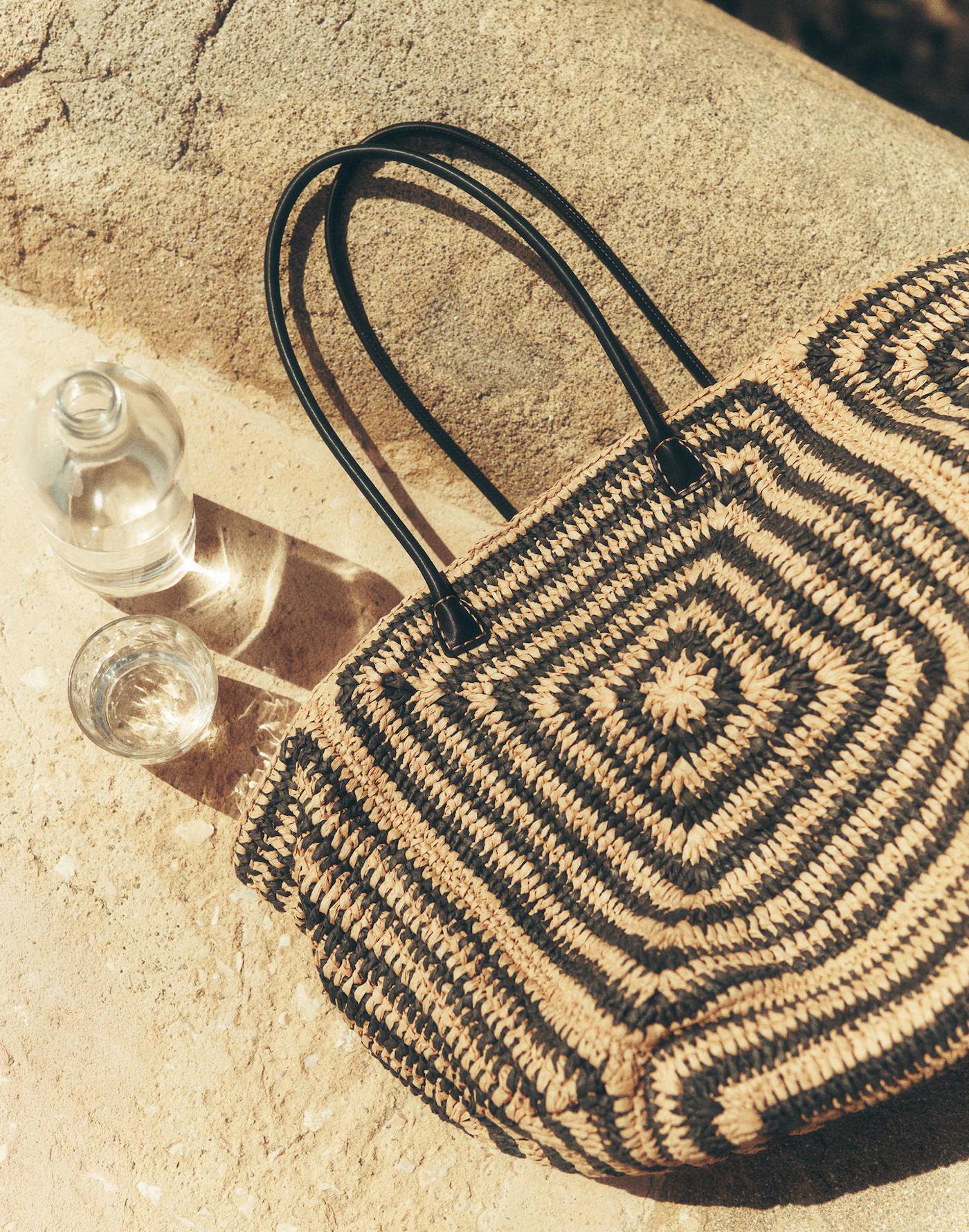 The Two-Toned Straw Tote Bag Product Image