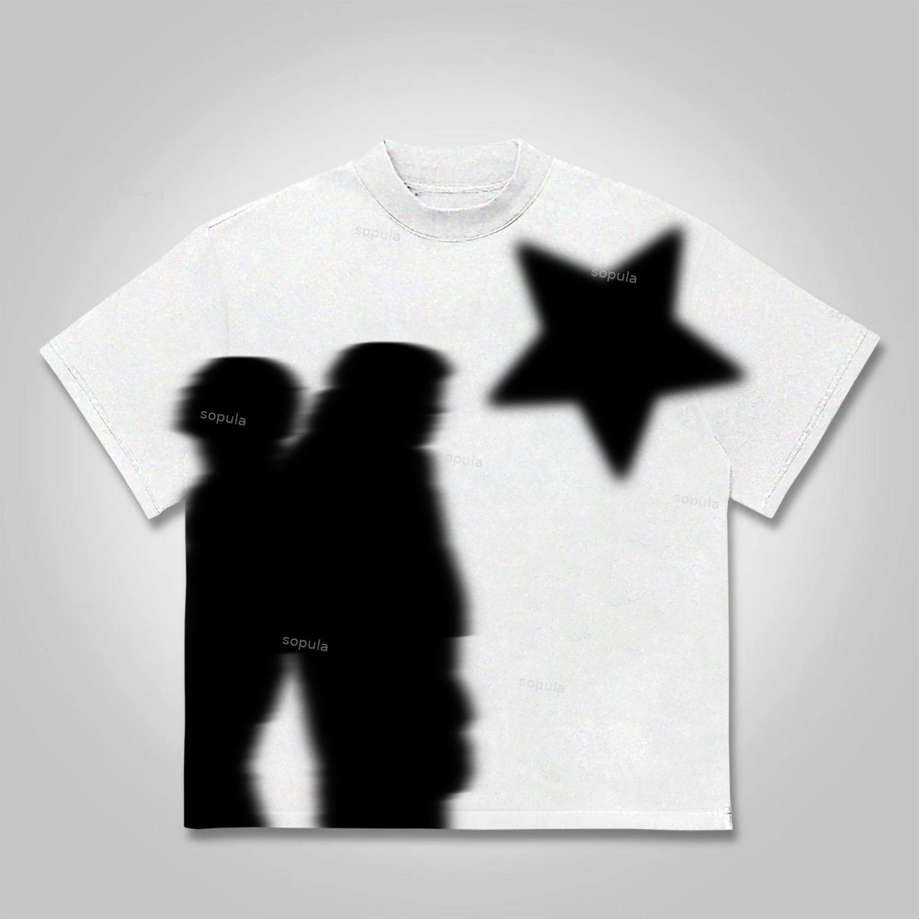 Men's Casual Virtual Shadow Graphics Cotton Short Sleeve T-Shirt Product Image