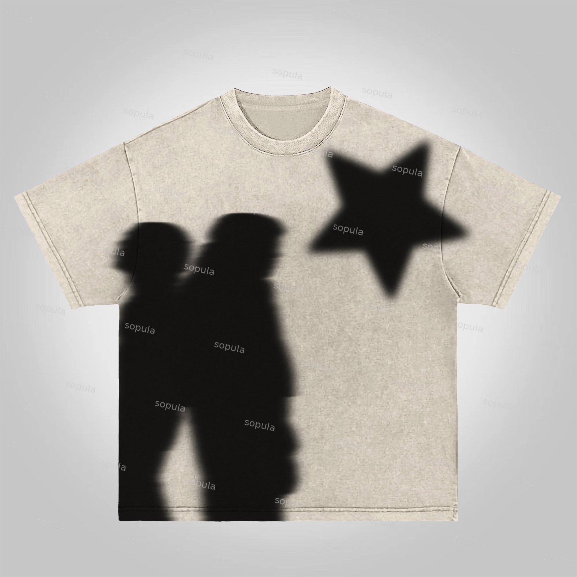 Sopula Virtual Shadow Graphic Acid Wash T-shirt Product Image