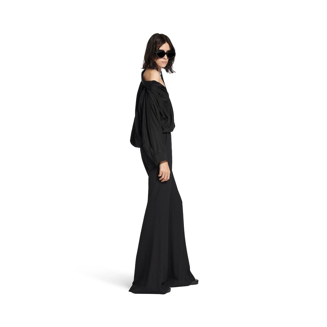 Women's One Shoulder Shirt in Black Product Image