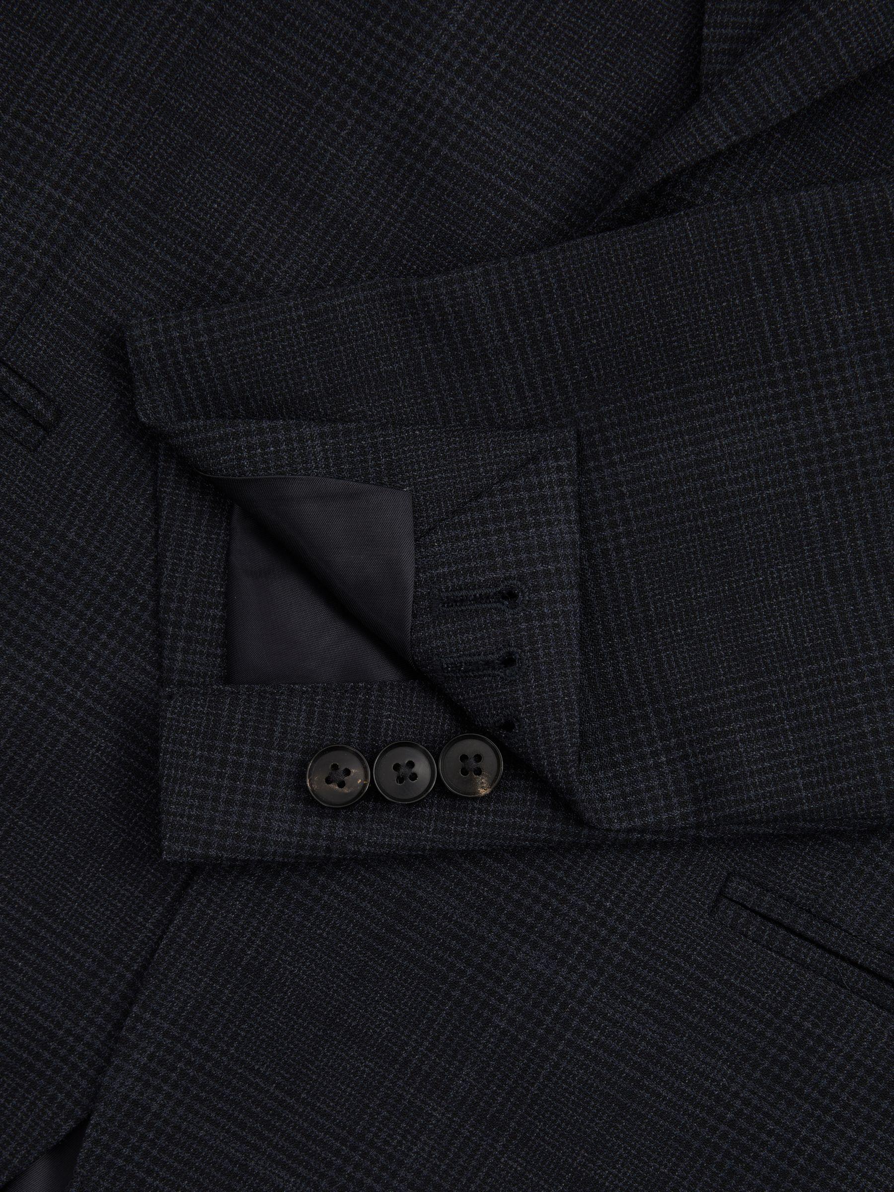 Single-Breasted Wool Blend Blazer in Prince of Wales Check in Navy Product Image