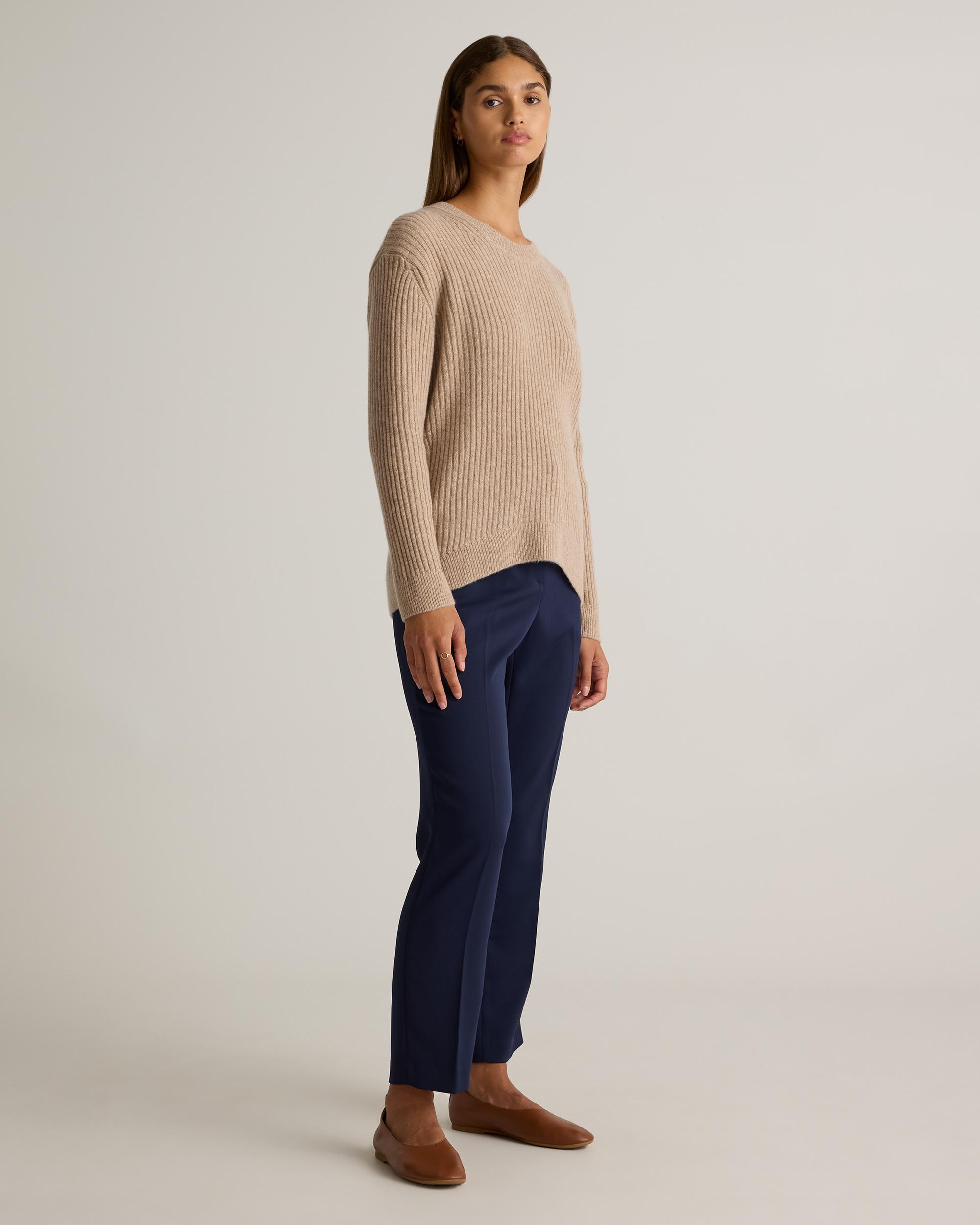 Quince | Women's Mongolian Cashmere Relaxed Wide-Rib Crewneck Sweater Product Image