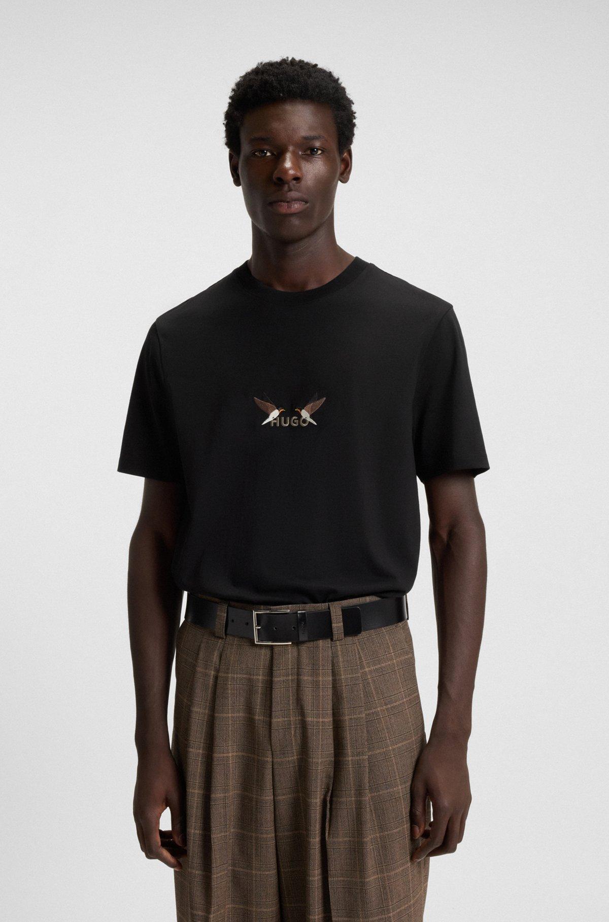 Cotton jersey T-shirt with curved embroidered logo Product Image