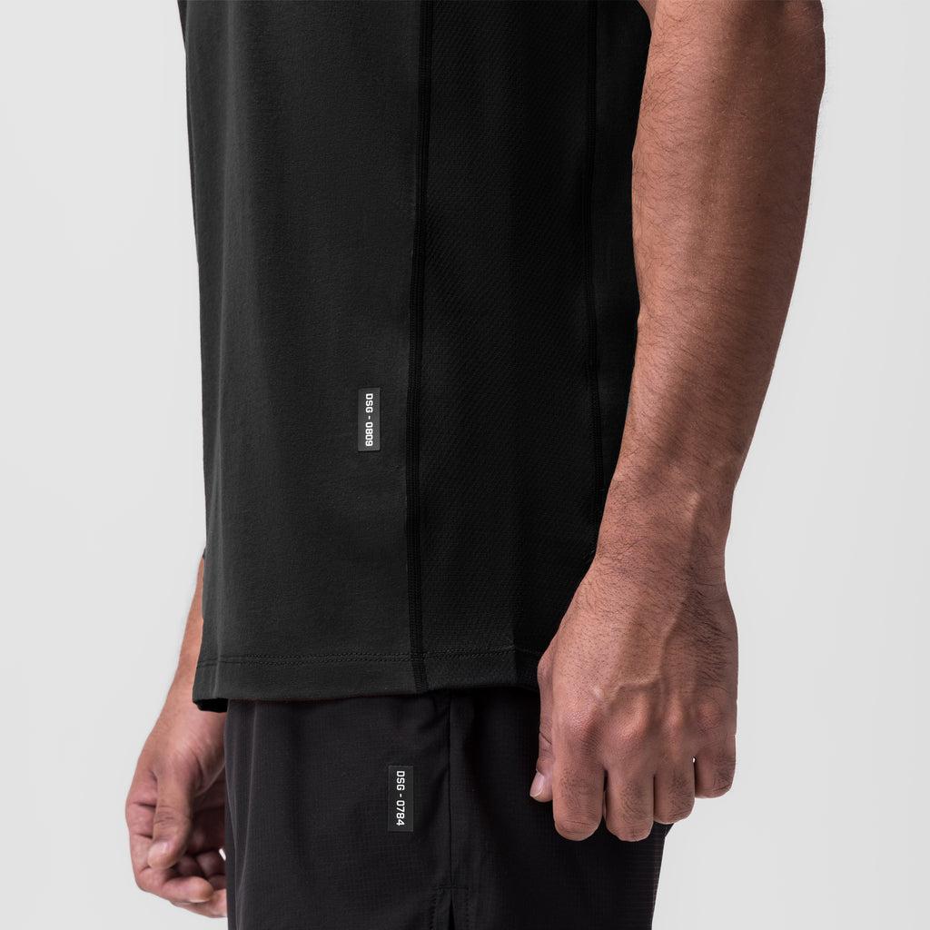 0809. Supima® Mesh Panel Training Singlet - Black Product Image