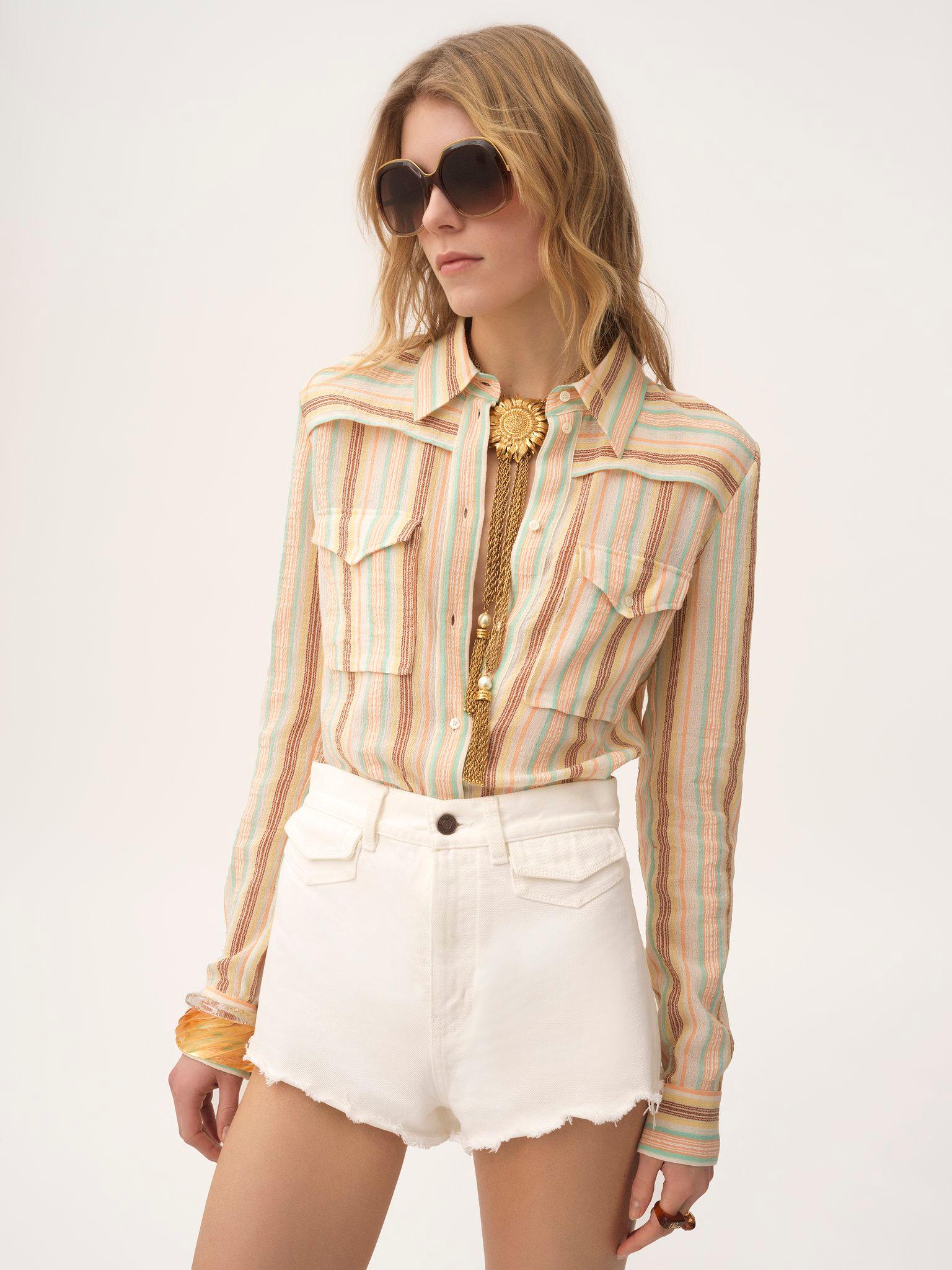 High-rise mini shorts in denim Product Image