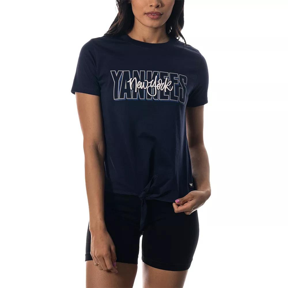 Women's The Wild Collective Navy New York Yankees Twist Front T-Shirt,  Product Image
