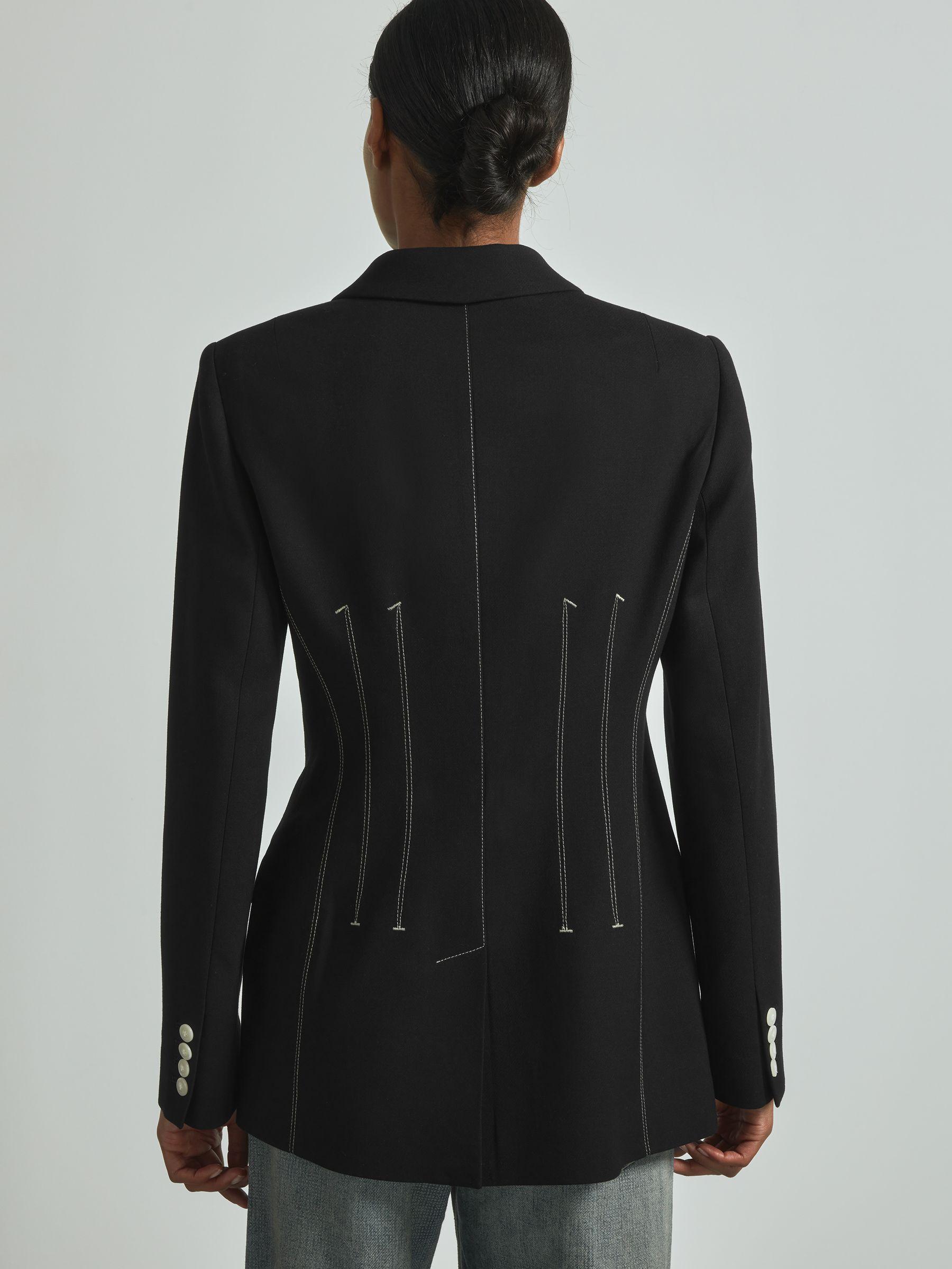 Atelier Double Breasted Corset Stitch Blazer in Black Product Image