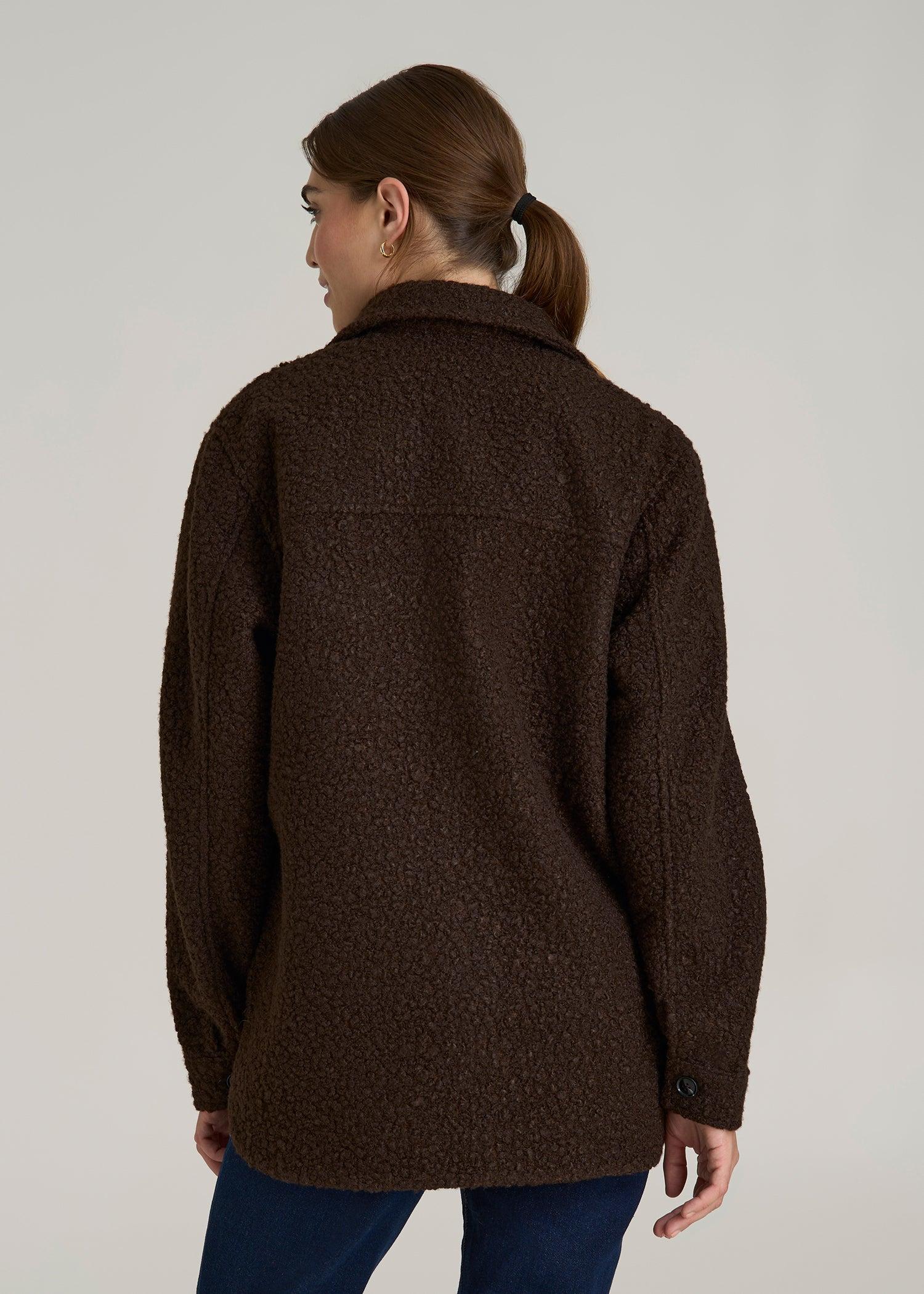 Relaxed Boucle Shacket for Tall Women in Espresso Female Product Image