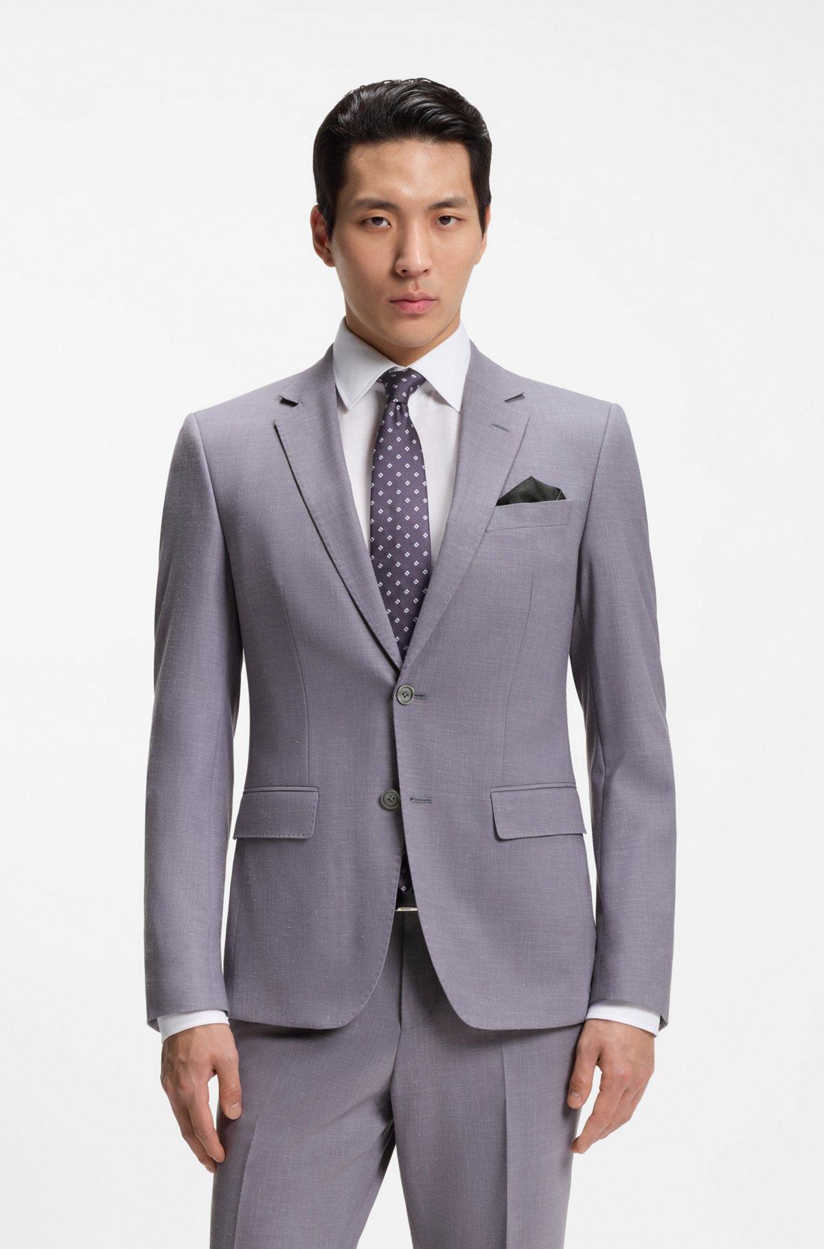 Two-piece slim-fit suit in micro-patterned cloth Product Image