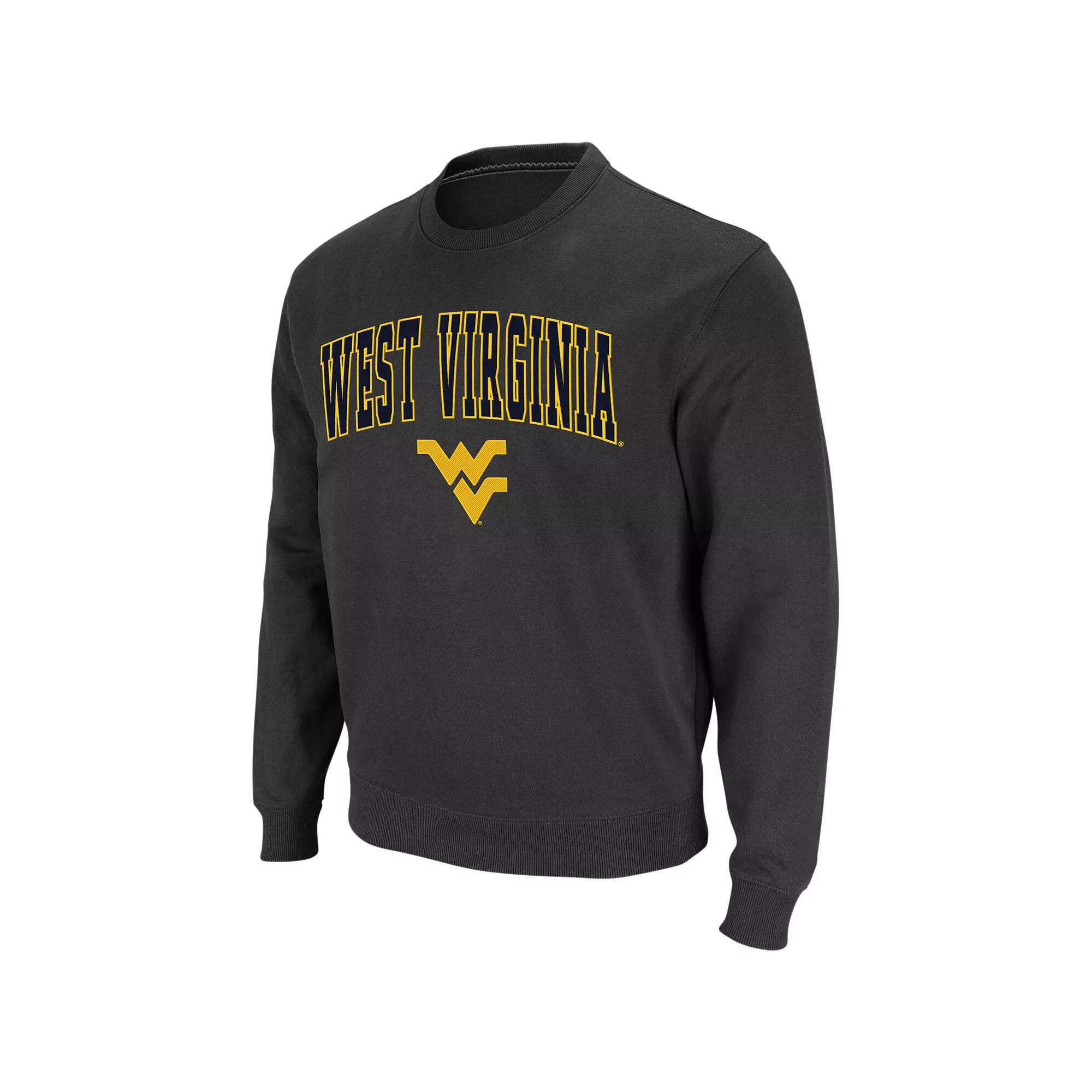 Men's Colosseum Charcoal West Virginia Mountaineers Arch & Logo Crew Neck Sweatshirt, Size: Medium Product Image