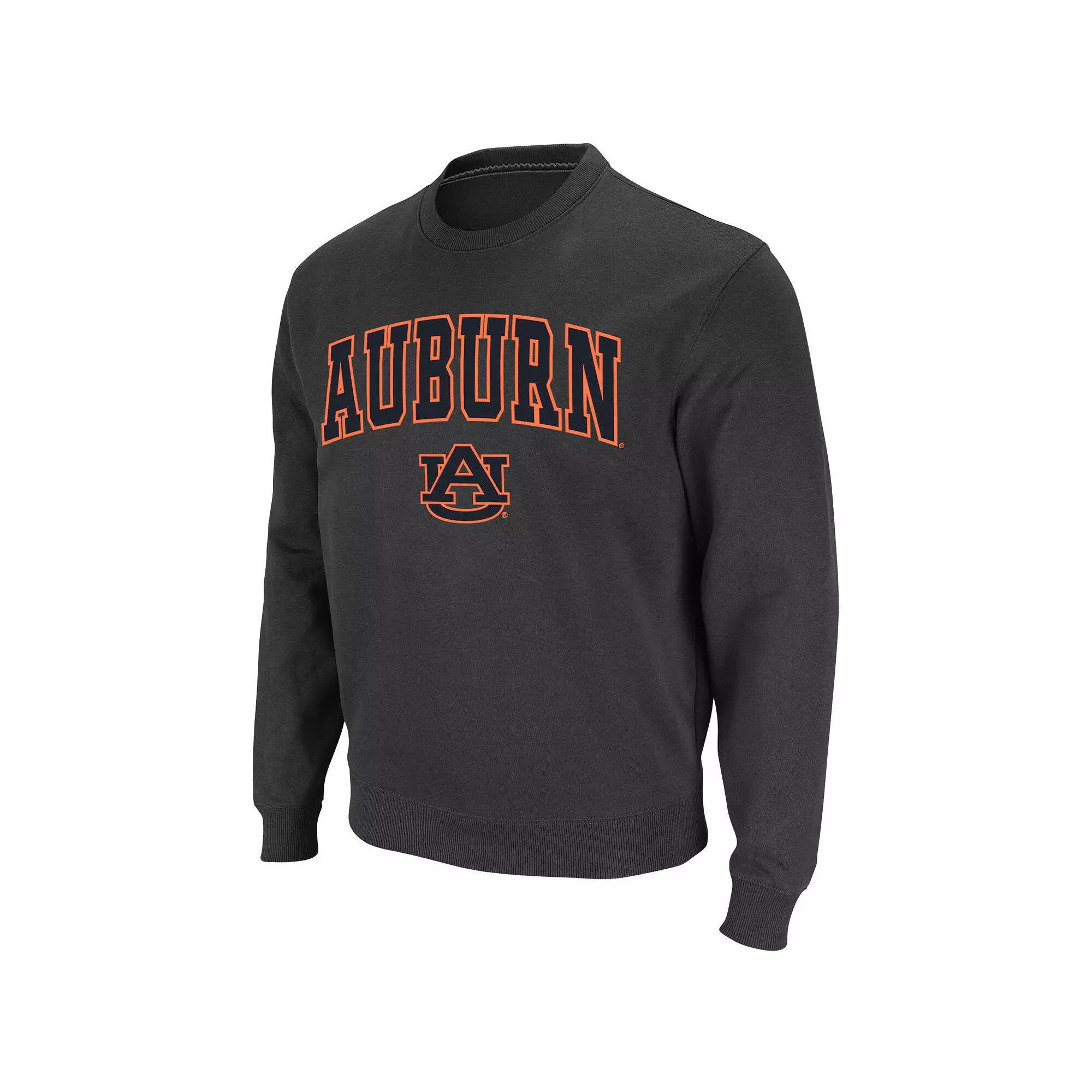 Men's Colosseum Charcoal Auburn Tigers Arch & Logo Crew Neck Sweatshirt,  Product Image