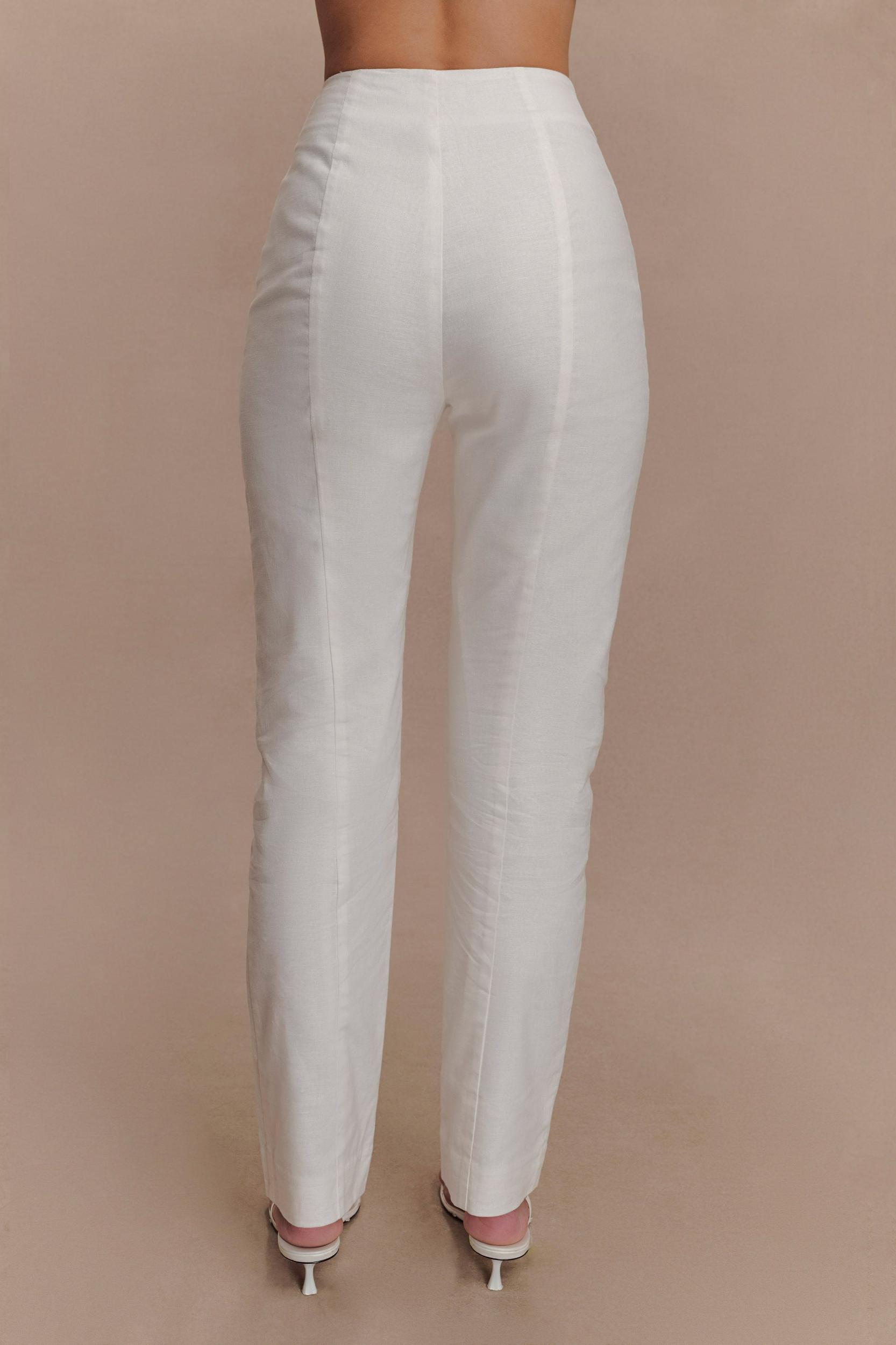 Dora Linen Straight Leg Pant - Ivory Product Image