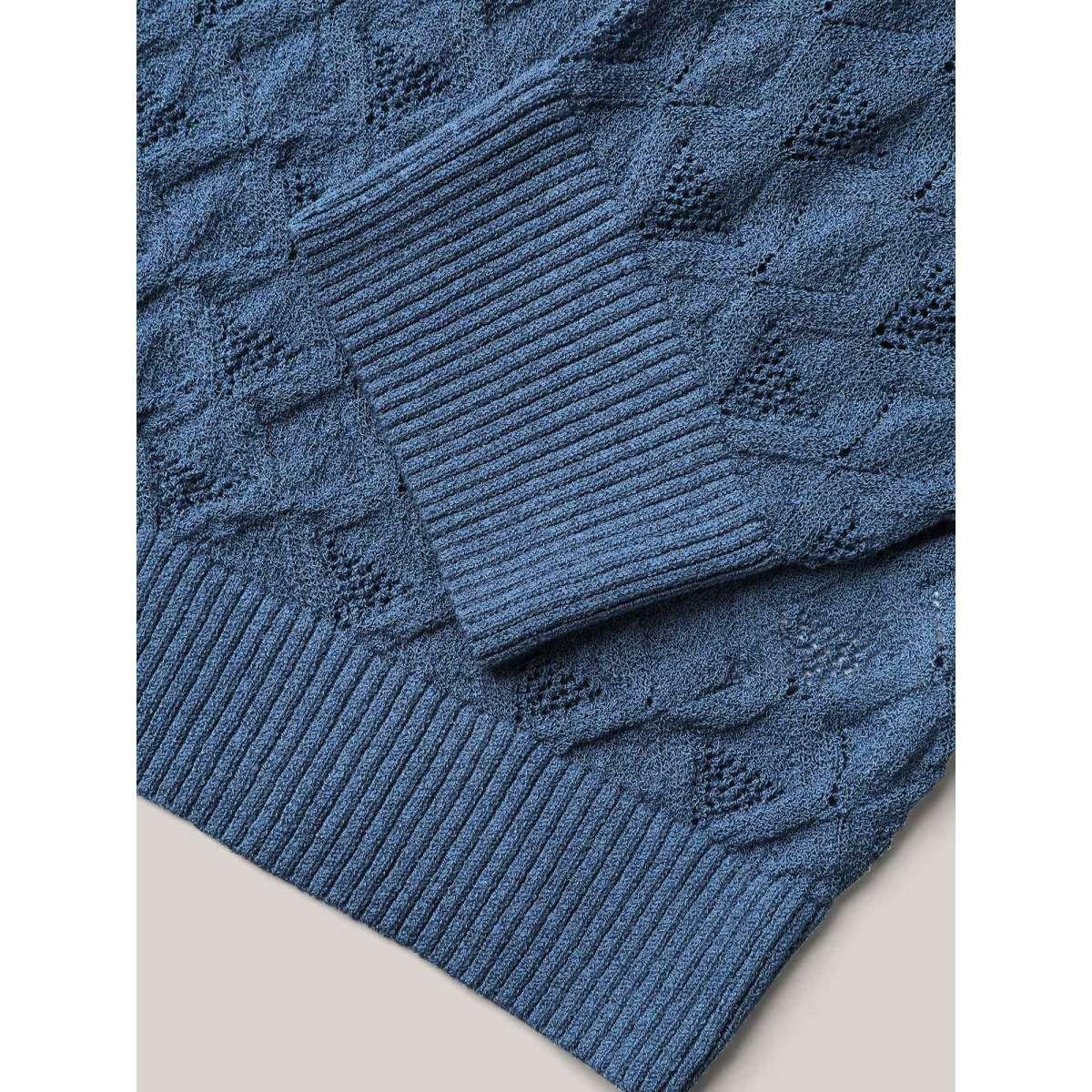 Plus Size Textured Cut-Out Plain Open Front Cardigan Stone Women Casual Loose Long Sleeve Everyday Cardigans BloomChic 18-20/2X Product Image