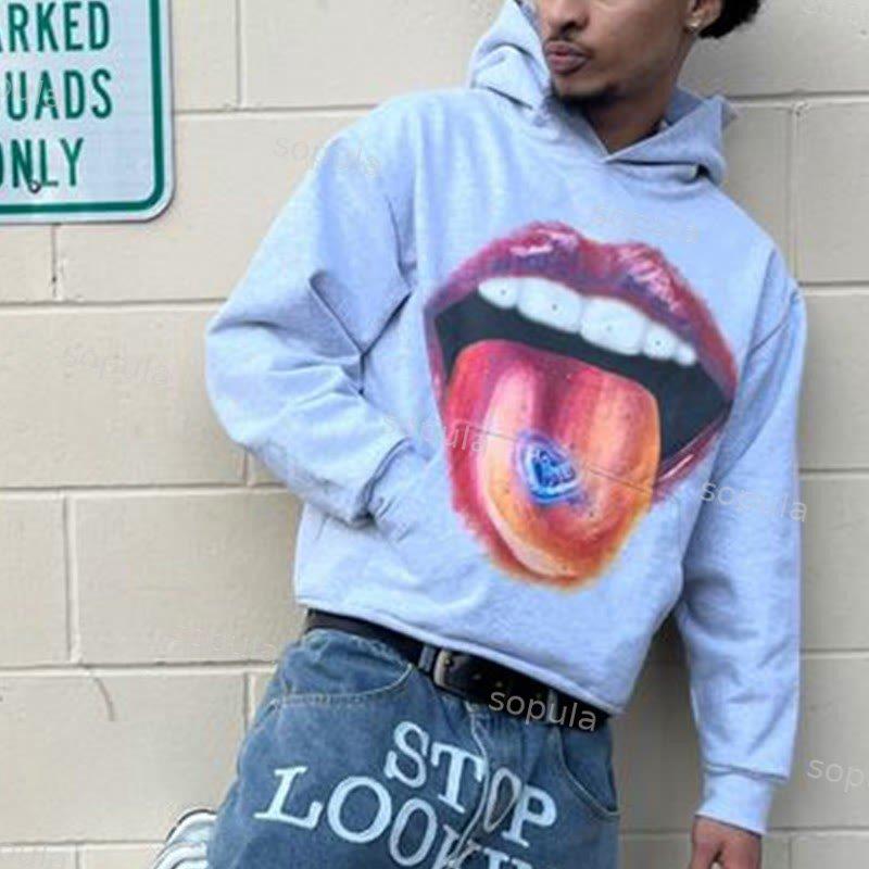 Sopula Street Mouth Graphic Cotton Pocket Hoodie Product Image