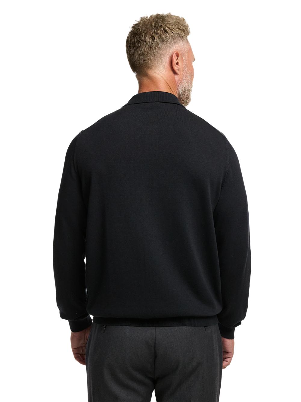 Cotton Button Front Polo - Black/grey Product Image