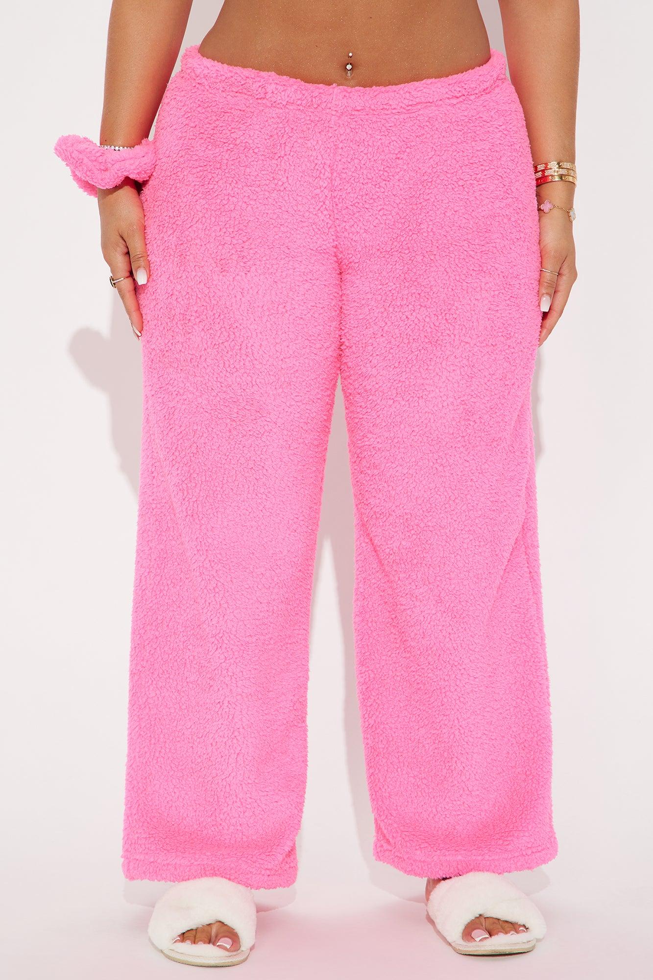 Snuggle Vibes Sherpa PJ Pants - Hot Pink Product Image