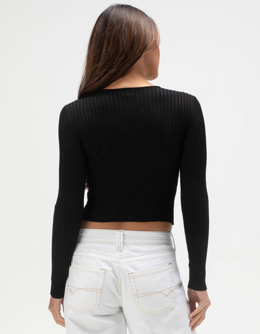 BDG Urban Outfitters Peyton Womens Button Up Cut-Out Top - BLACK Product Image