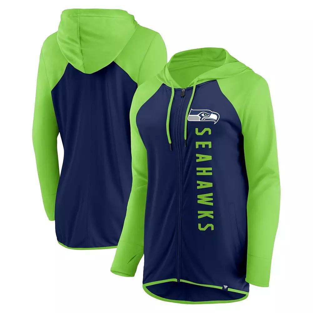 Women's Fanatics Branded College Navy/Neon Green Seattle Seahawks Forever Fan Full-Zip Hoodie, Size: XS, Blue Product Image