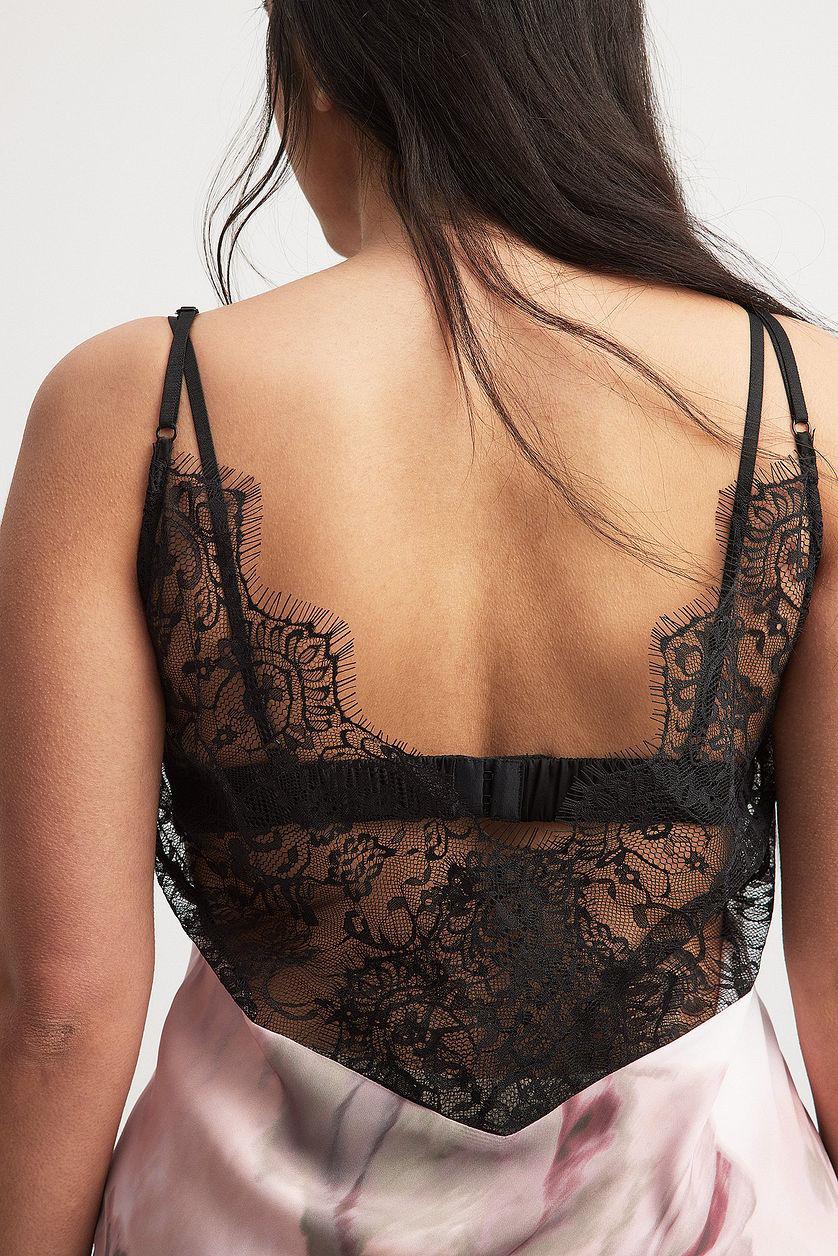 Satin Lace Detail Midi Dress Product Image