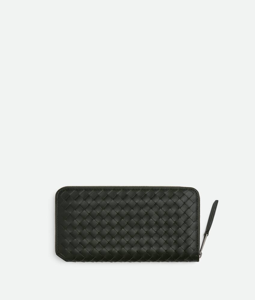 Men's Intrecciato Piccolo Zip Around Wallet in Dark green Product Image