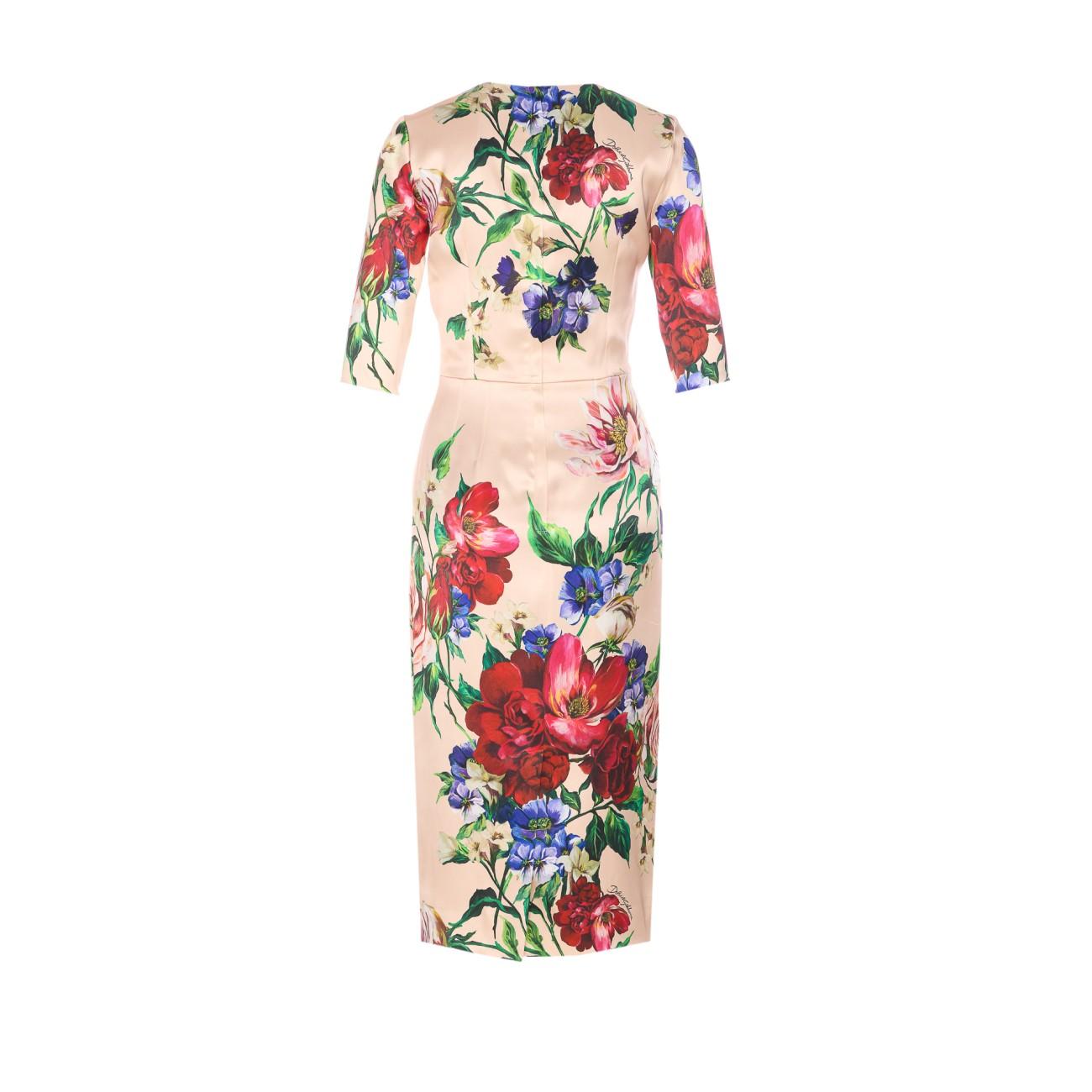 DOLCE & GABBANA Women Flower Print Midi Dress In Neutral Product Image