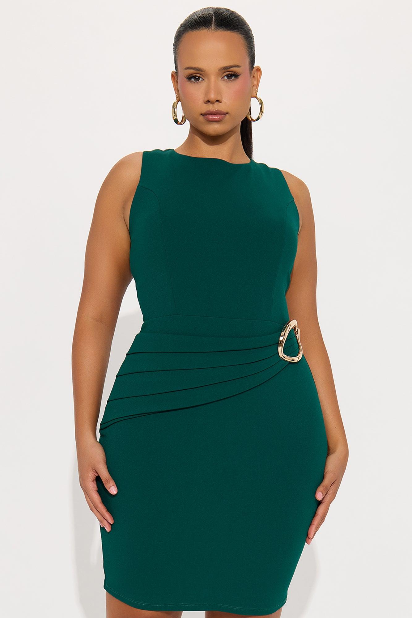 Hazel Ruched Midi Dress - Hunter Green Female Product Image