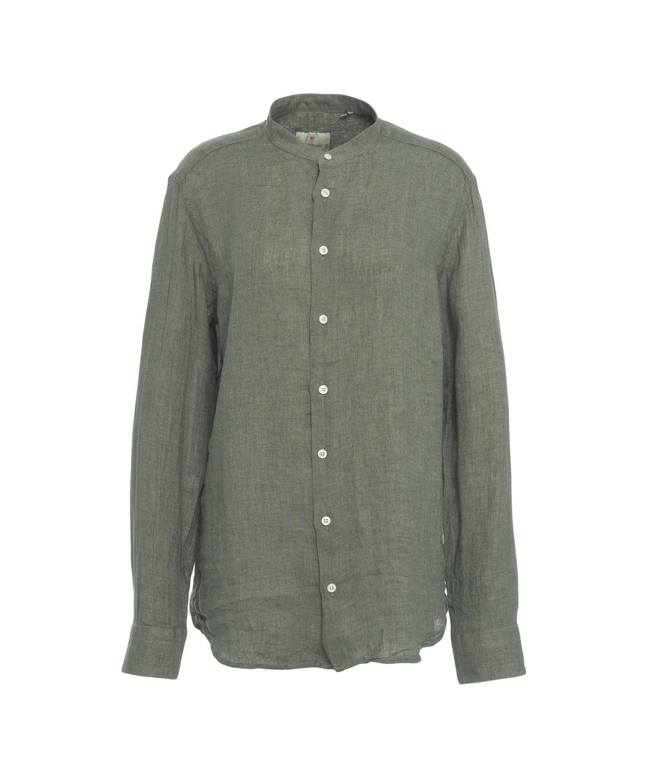 Linen shirt with mandarin collar Product Image