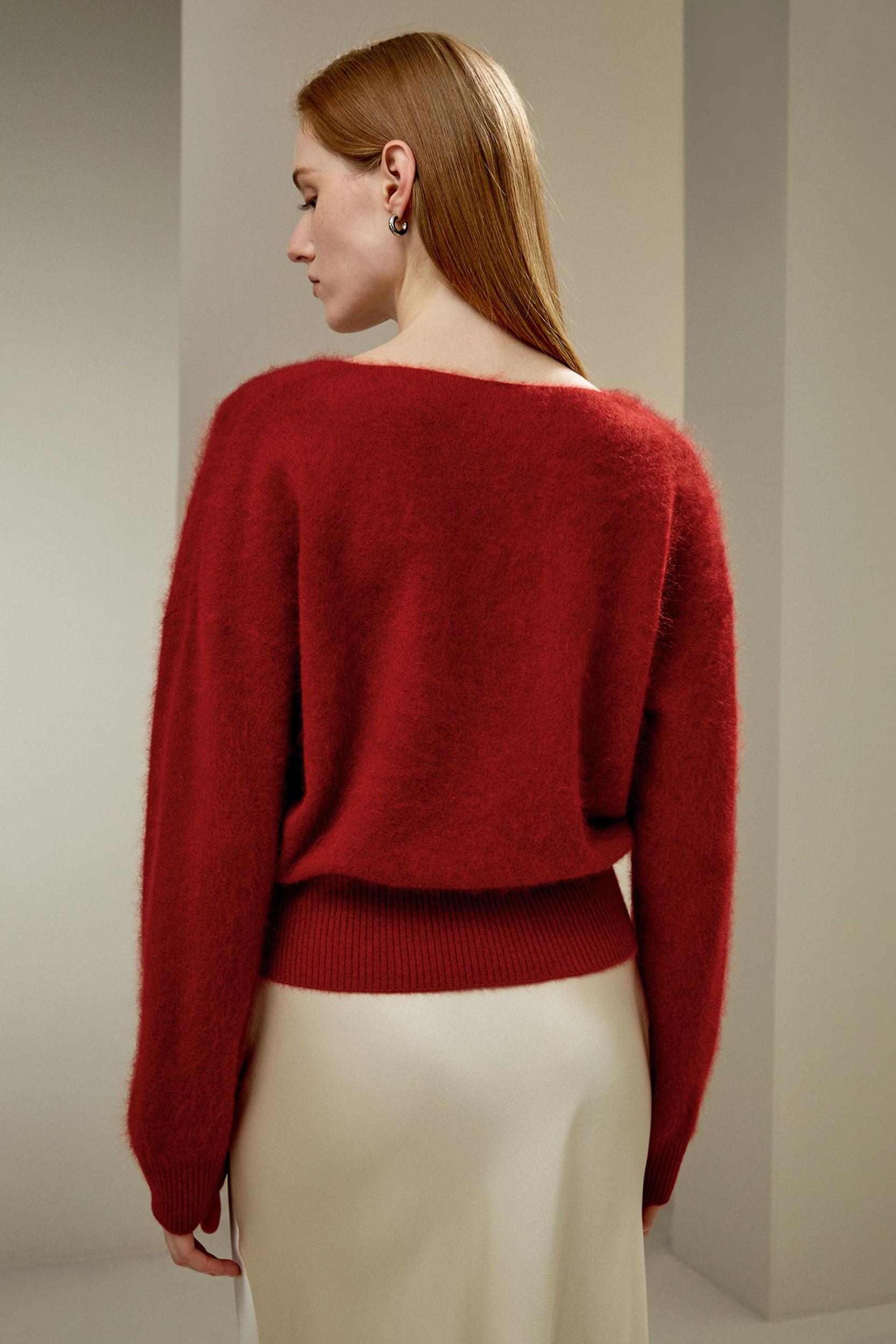 Brushed V-Neck Cashmere Sweater Product Image