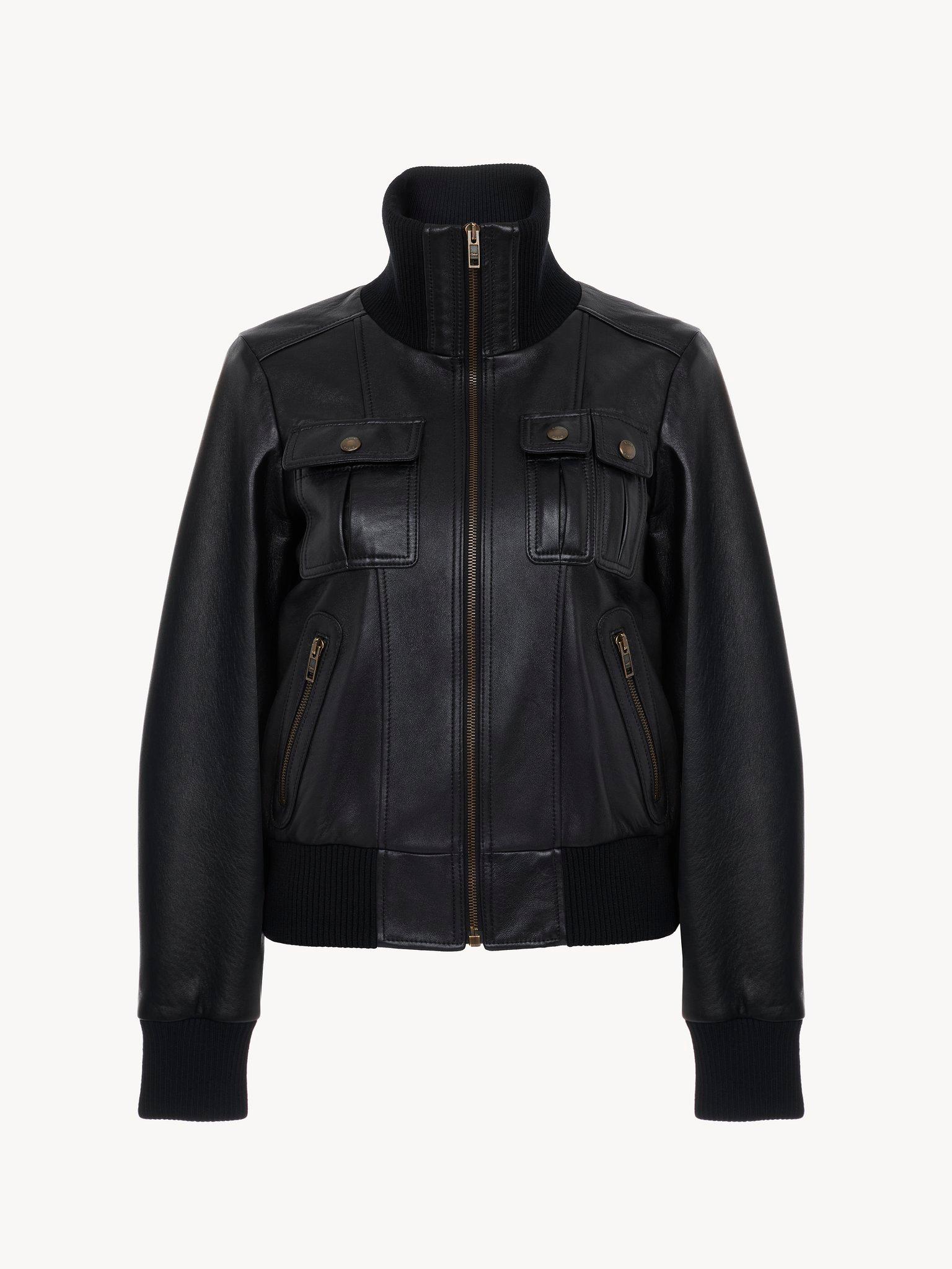 Short blouson in leather Product Image