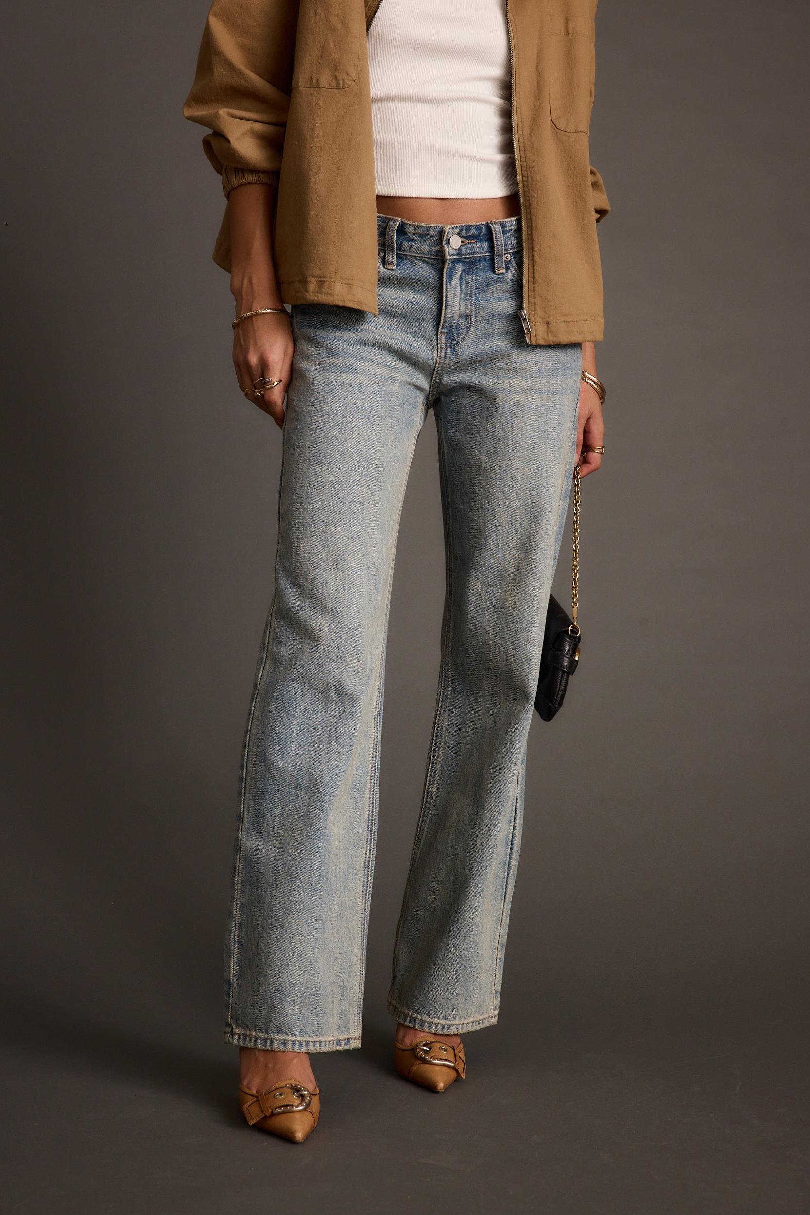 Cora Vintage Light Denim Low Rise Jeans Product Image