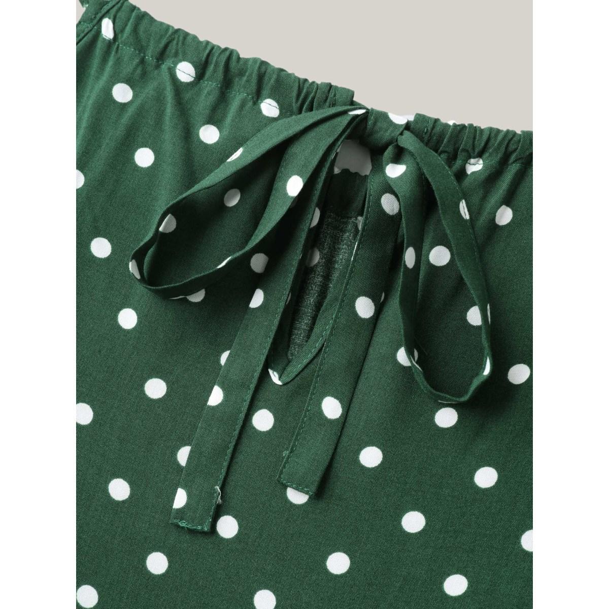 Plus Size Polka Dots Halter Neck Belted Midi Dress Truegreen Women Romantic Halter neck Sleeveless Curvy BloomChic 28/5X Product Image