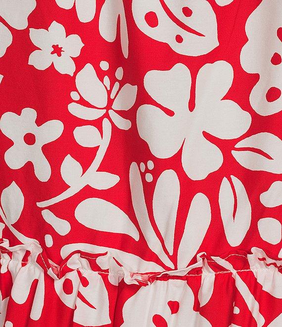 Sugarlips Plus Floral Placement/Border Printed Short Sleeve Shift Dress Product Image