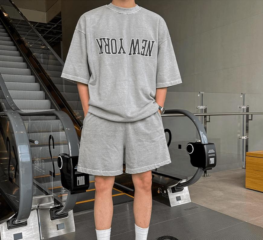 RT No. 11716 UPSIDE DOWN NEW YORK HALF SLEEVE SHIRT & SHORTS Product Image