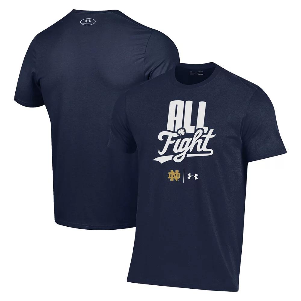 Men's Under Armour Navy Notre Dame Fighting Irish All Fight T-Shirt, Size: Medium, Blue Product Image
