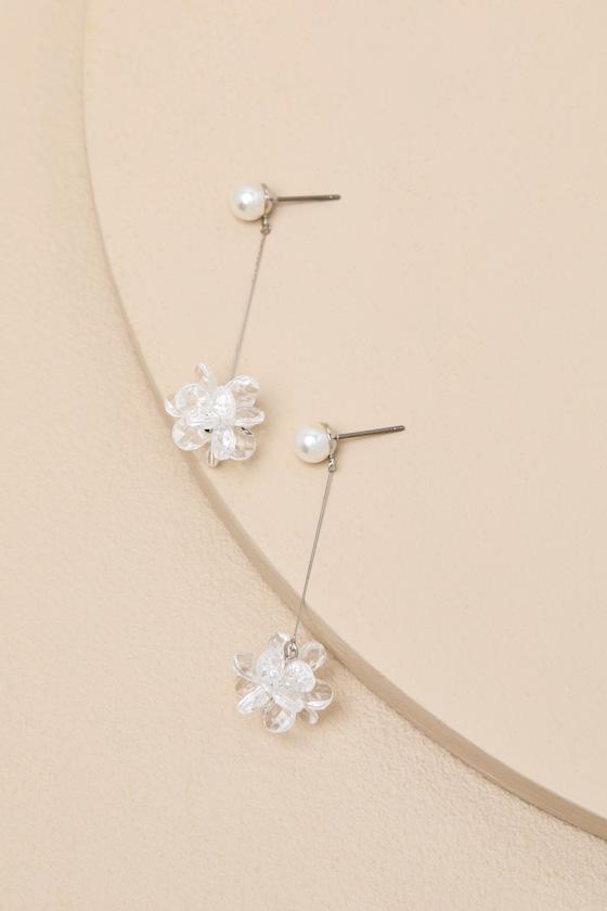 Winton Silver Pearl Beaded Drop Earrings Product Image