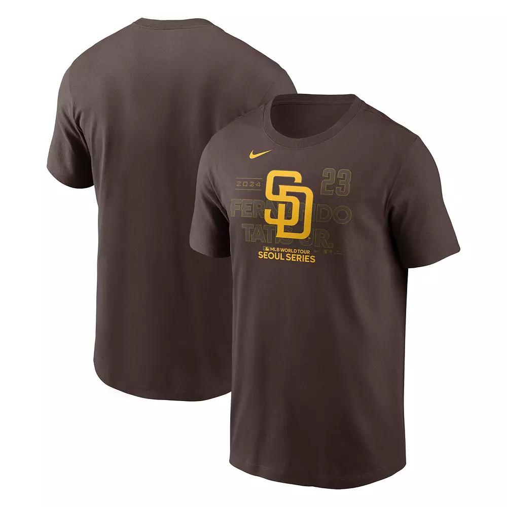 Men's Nike Fernando Tatis Jr. Brown San Diego Padres 2024 MLB World Tour Seoul Series Player Name & Number Event Stack T-Shirt,  Product Image
