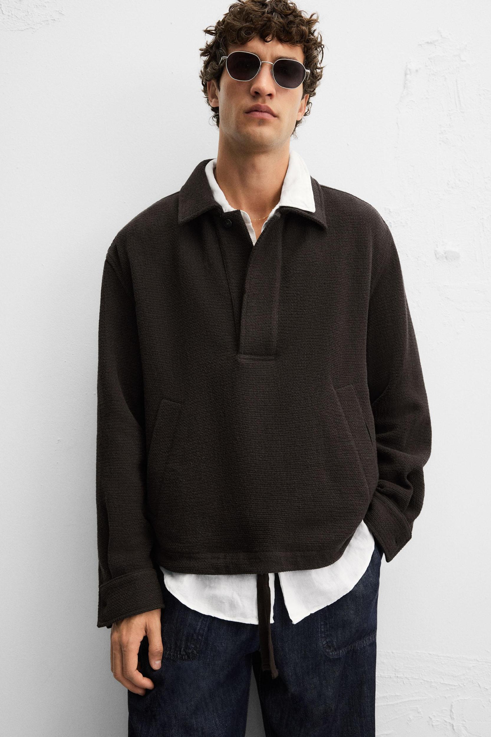 TEXTURED POLO OVERSHIRT Product Image