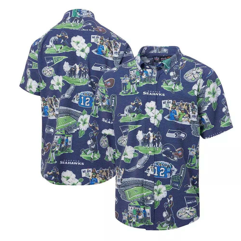 Men's Reyn Spooner College Navy Seattle Seahawks Scenic Button-Down Shirt,  Product Image