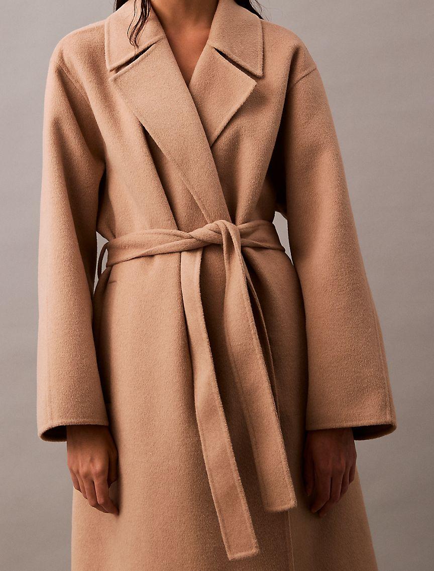 Double Faced Wool Blend Wrap Coat Product Image